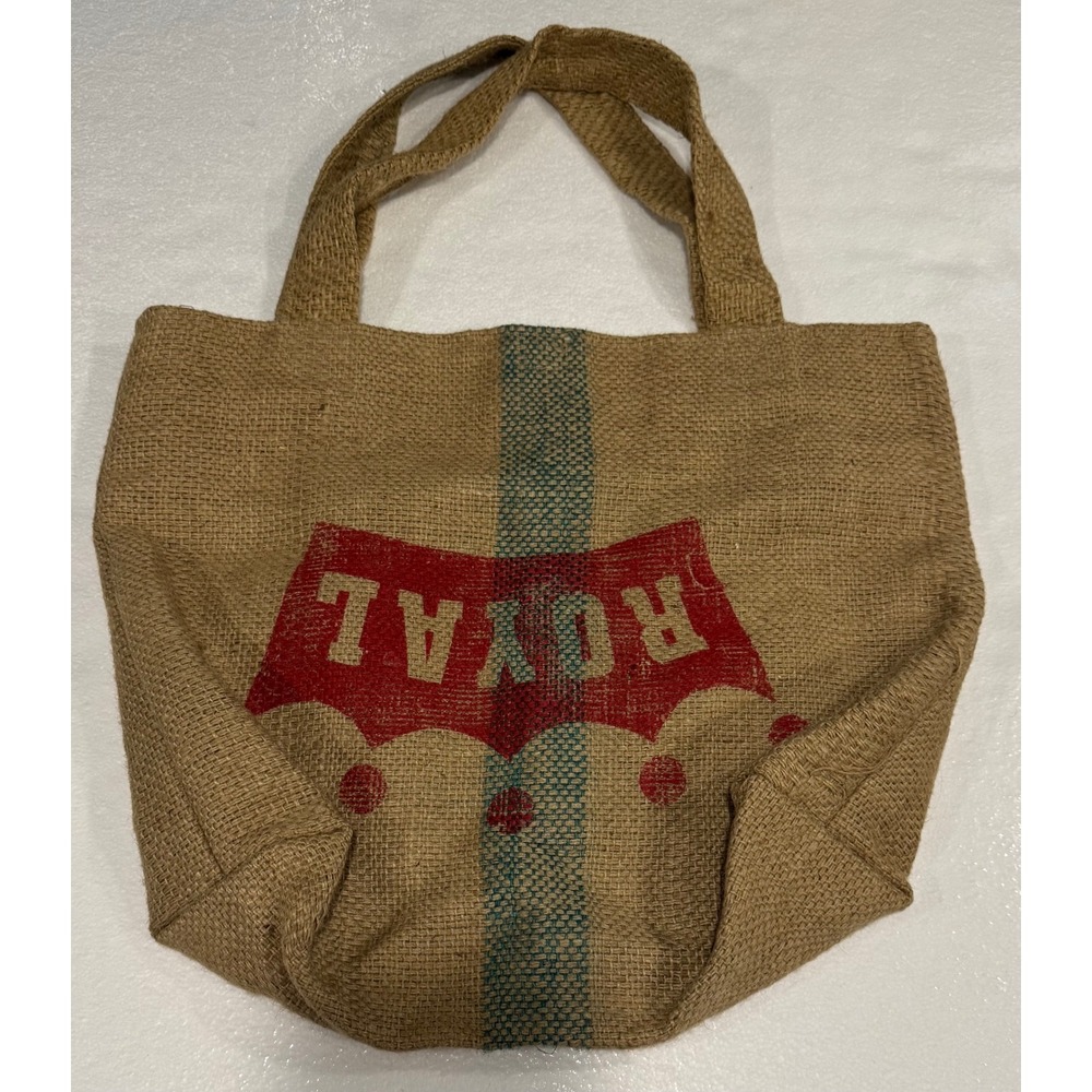 Handmade Burlap Jute Tote Bag Recycled Coffee Sack Royal Design Lined Boho 22"